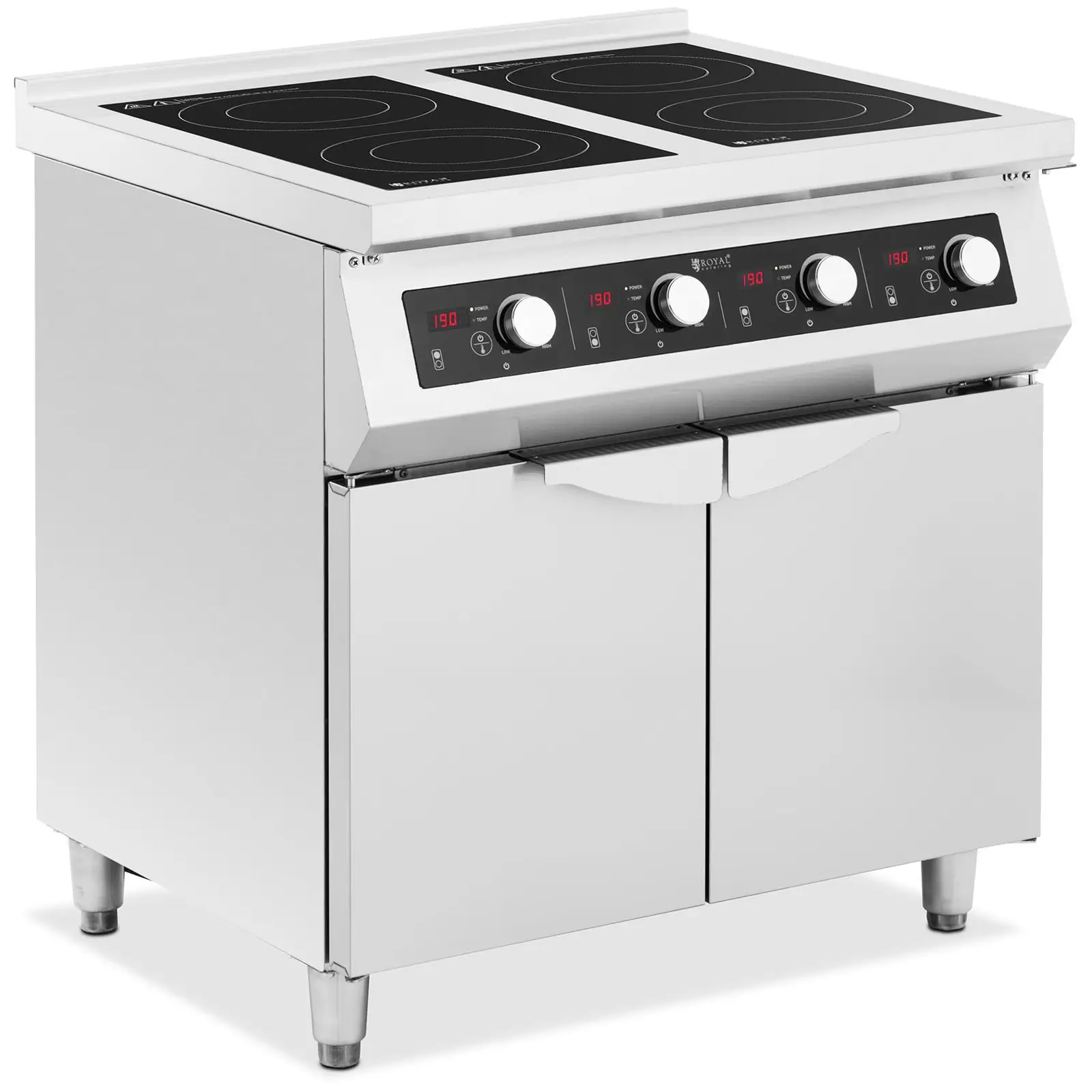 Cocina de inducción - 17000 W - 4 superficies de cocción - 60 - 240 °C - espacio de almacenamiento - Royal Catering