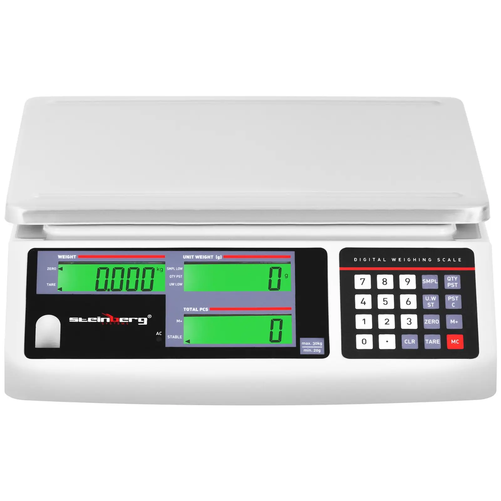 Balanza cuentapiezas - 30 kg / 1 g - 3 LCD - batería 72 h