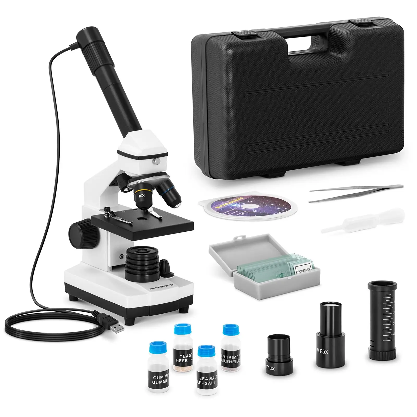 Microscopio - de 20 a 1.280 aumentos - cámara 10 MP - LED - accesorios incluidos