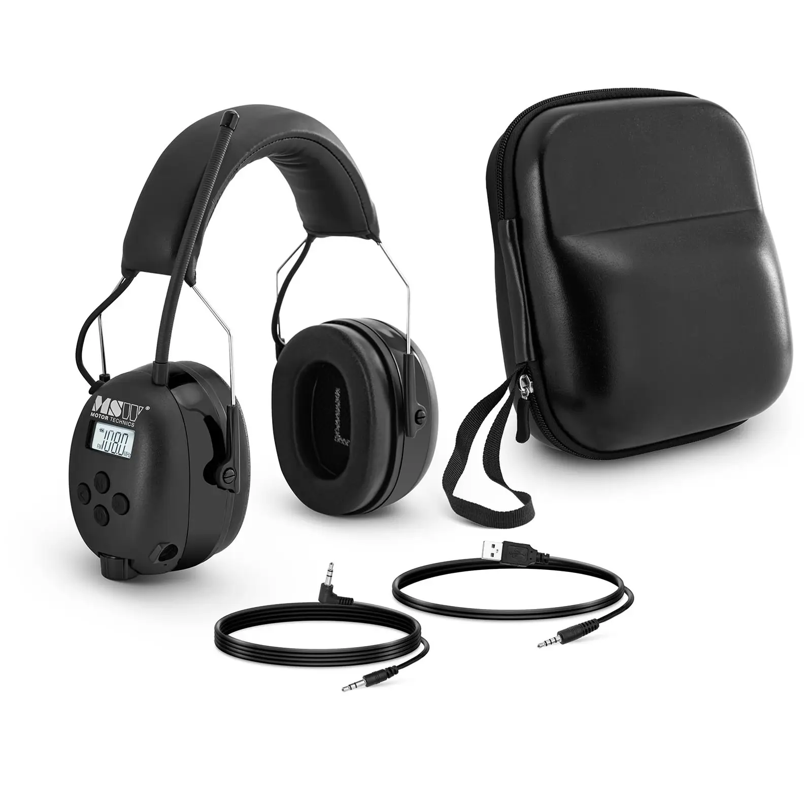 Protección auditiva con Bluetooth - micrófono - pantalla LCD - batería - negro