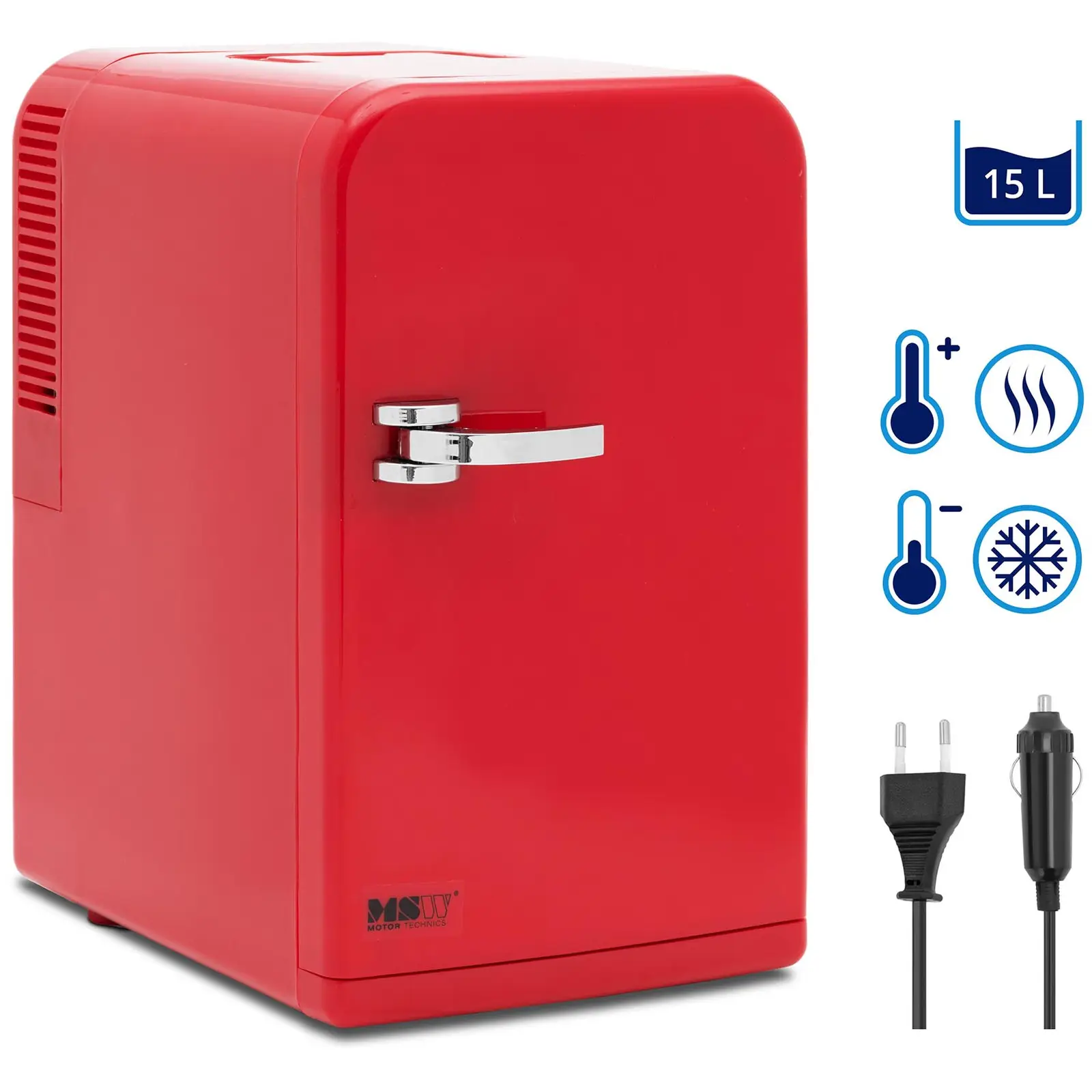 Mini refrigerador 12 V / 230 V - aparato 2 en 1 con función de mantenimiento de calor - 15 L - rojo