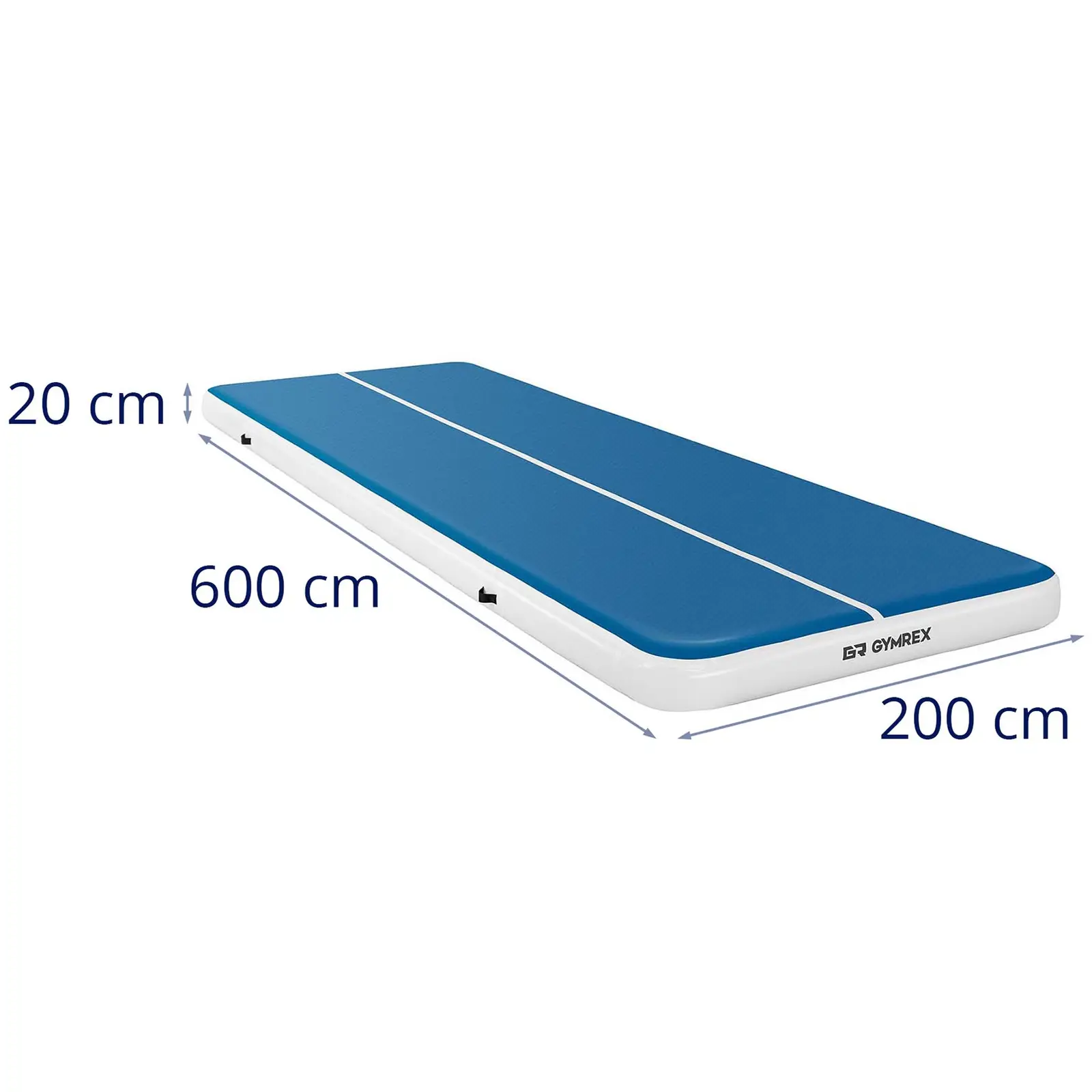 Colchoneta de gimnasia - 600 x 200 x 20 cm - 400 kg - azul/blanco