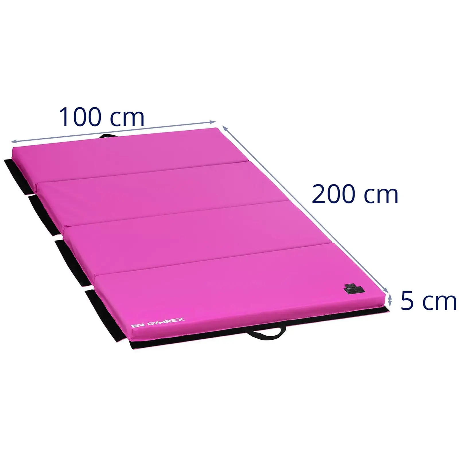 Colchoneta de gimnasia - 200 x 100 x 5 cm - plegable - rosa salmón/negro -  hasta 170kg