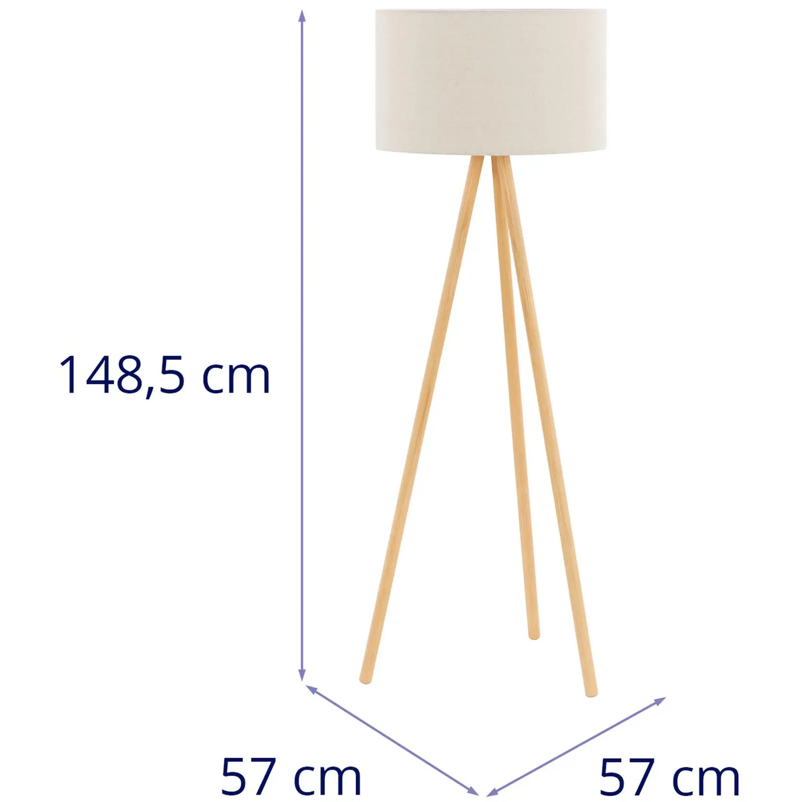 Lámpara de pie - pantalla de tela - 40 W - altura 148 cm