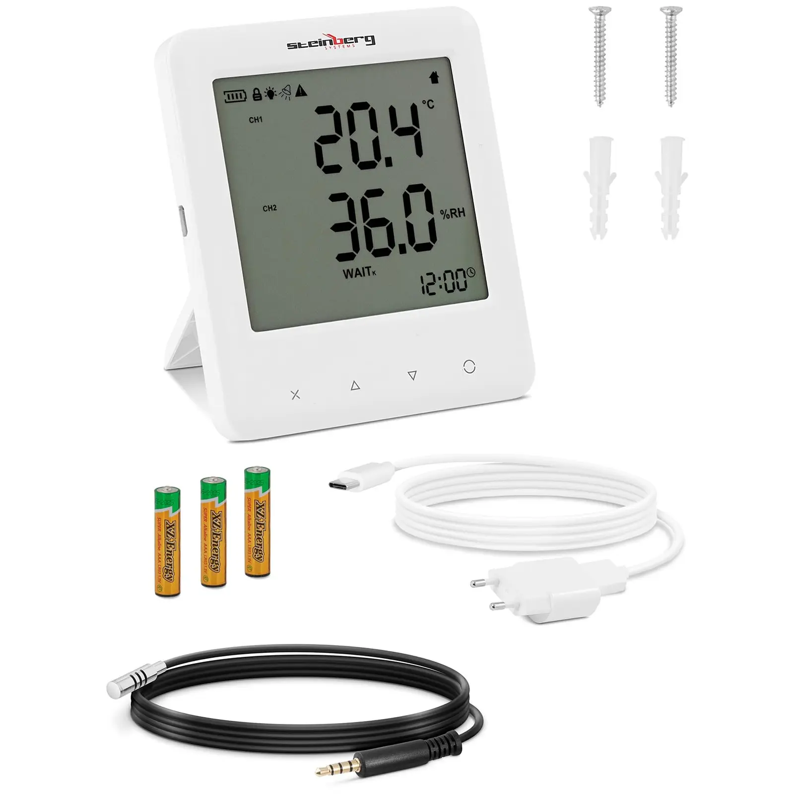 Medidor de CO2 con sensor externo - Temperatura y humedad ambiente